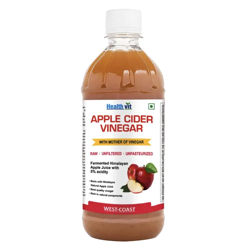 Healthvit Apple Cider Vinegar With Mother Vinegar| Weight Loss Management | Better Skin | Digestive Enzymes | Energy Booster | Immunity Booster | Organic 500 ml