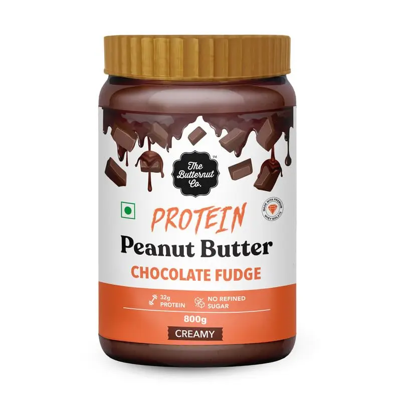 The Butternut Co. Protein Chocolate Fudge Peanut Butter,Creamy| 32 g Protein |No Refined Sugar|High Protein,Nutritious and Delicious Treat for Breakfast | All Natural | No Cholesterol - 800g (Pack of 