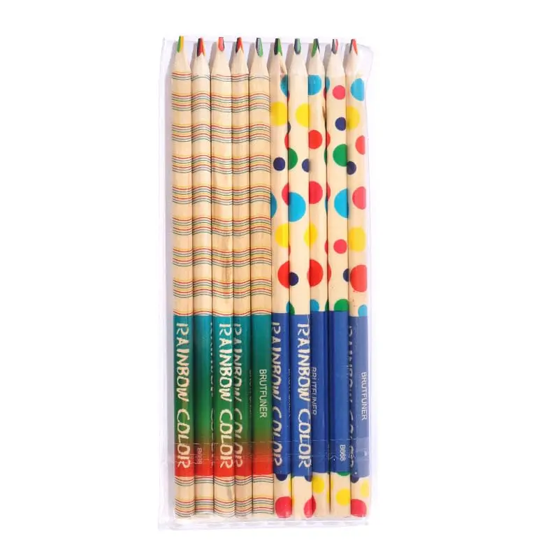 10 Pack: Rainbow Color Pencils Set with Break-Resistant Leads | Durable Cylinder Case | For Kids