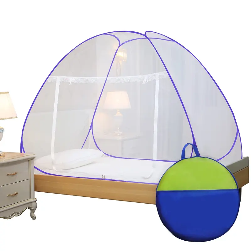 Classic Single Bed Mosquito Net - Foldable, 30GSM Polyester | Purple | Zipper Accessory