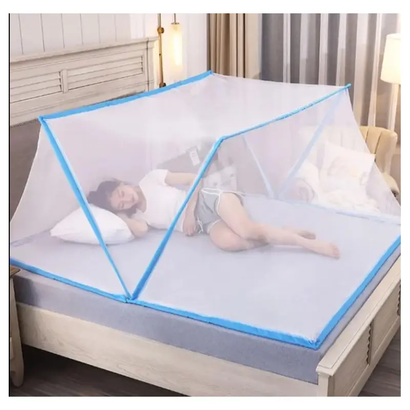 Classic Foldable Mosquito Net for Single Bed | 5G Polyester 30GSM | Blue