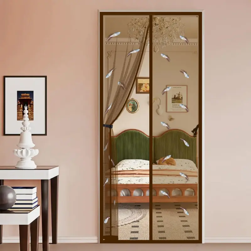 Classic Mosquito Net: Magnetic Door Insect Screen | 205x110cm | Brown-Polyester