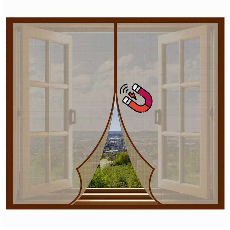 Classic Mosquito Net Pre-Stitched: Window Net with Magnets | 120x120cm | Brown